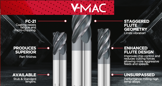 Fullerton Tool Vmac 3125 end mill 5 flute aerospace alloys high temp stainless steel inconel milling